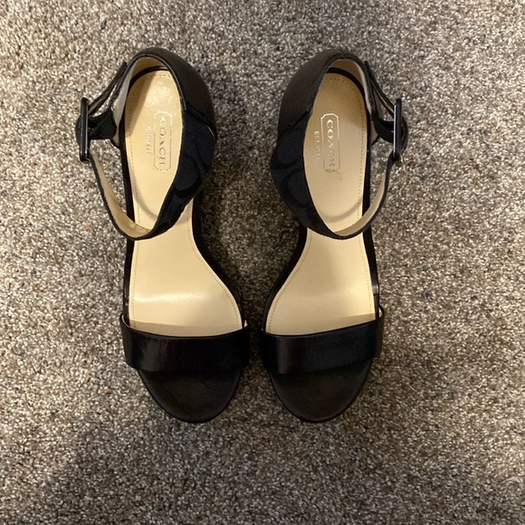 Coach shoes, black wedge, like new. - Picture 1 of 3
